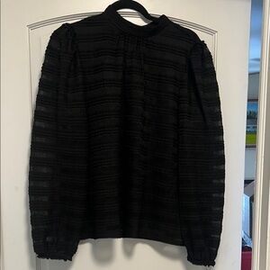 LOFT Black Textured lace Top